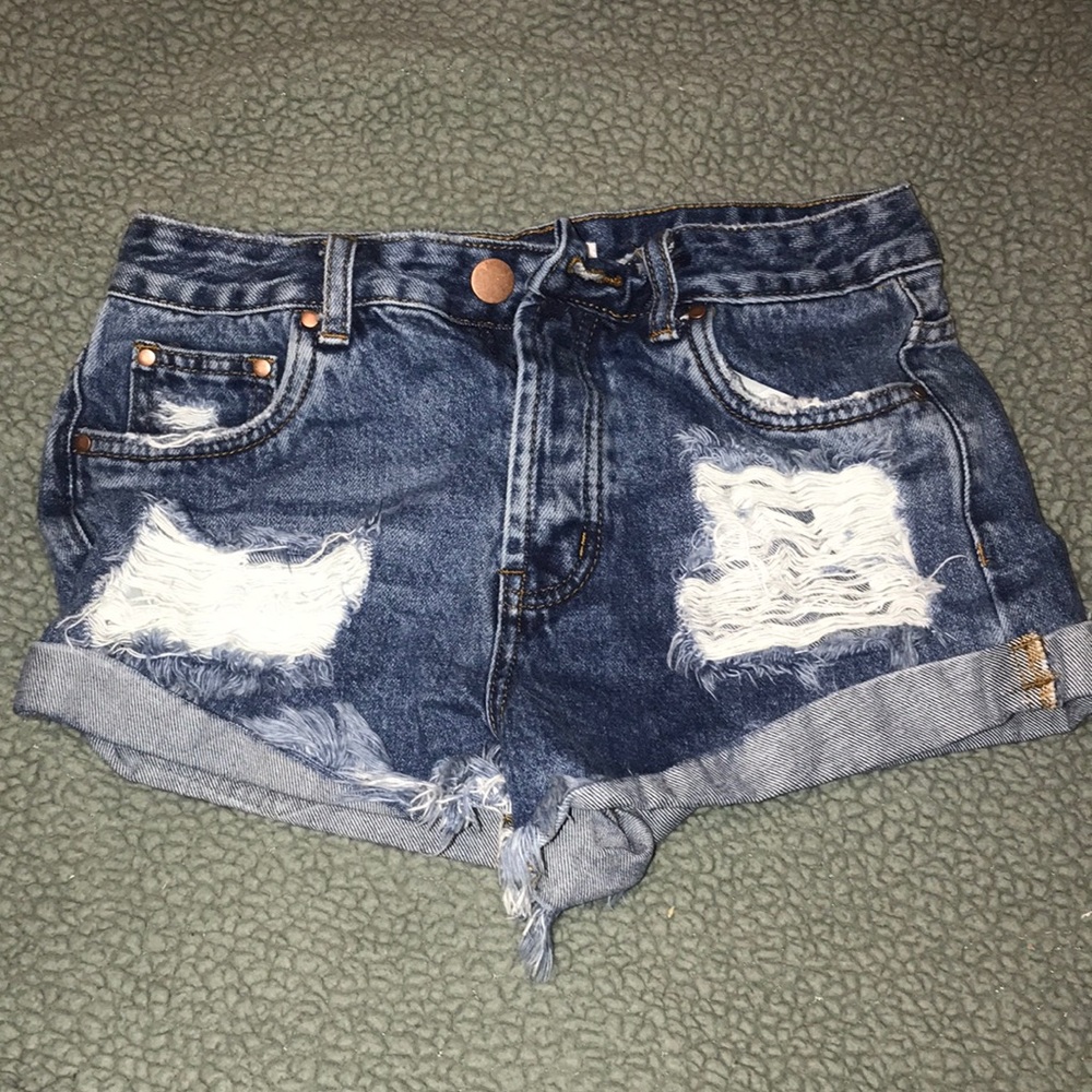 Distressed Two Tone Shorts